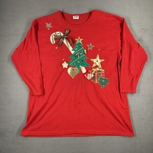 Vintage L Cactus California Red Christmas Shirt Embroidered Design Made In USA